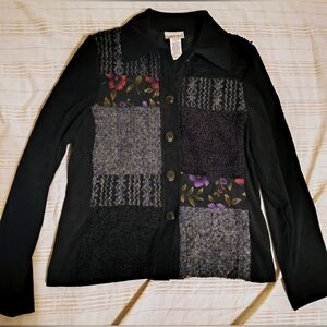 Vtg Mixed Media Patchwork Button Down